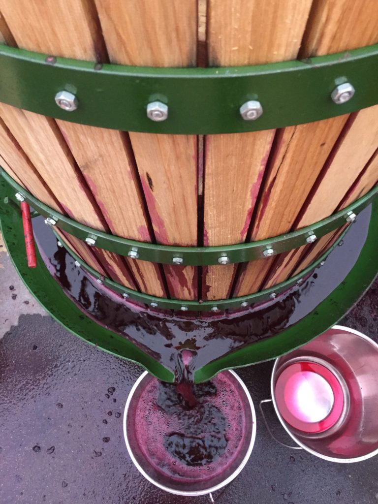 Peerick Wines - hand pressing pinot noir